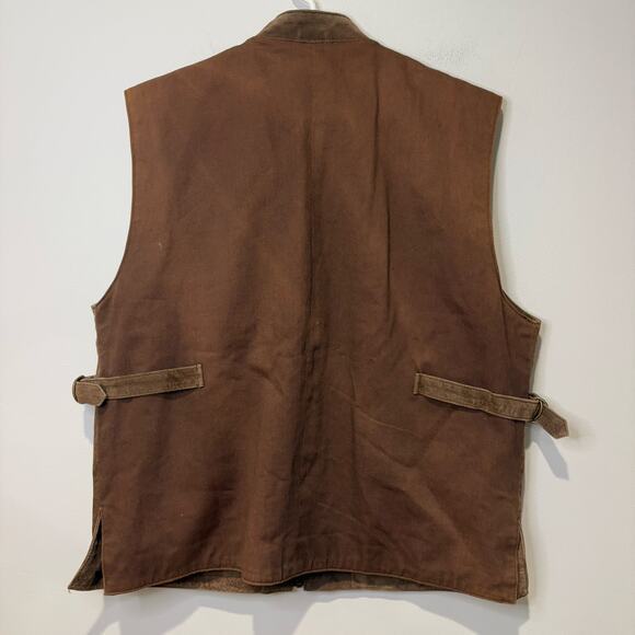 Vtg Guide Gear Brown Suede Leather Hunting Fishing Vest Utility Button Large EUC - Picture 5 of 7